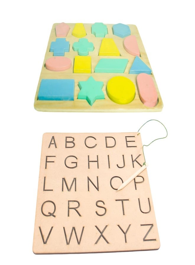 Techny Birds Technybirds Wooden Learning Educational ABCD Board for Baby, Activity Toys for Toddlers & Preschoolers | ABCD Puzzle Set | Puzzle Toys for 2 Years Old Boys & Girls (Alphabet Tracing, Shapes) - Image 1